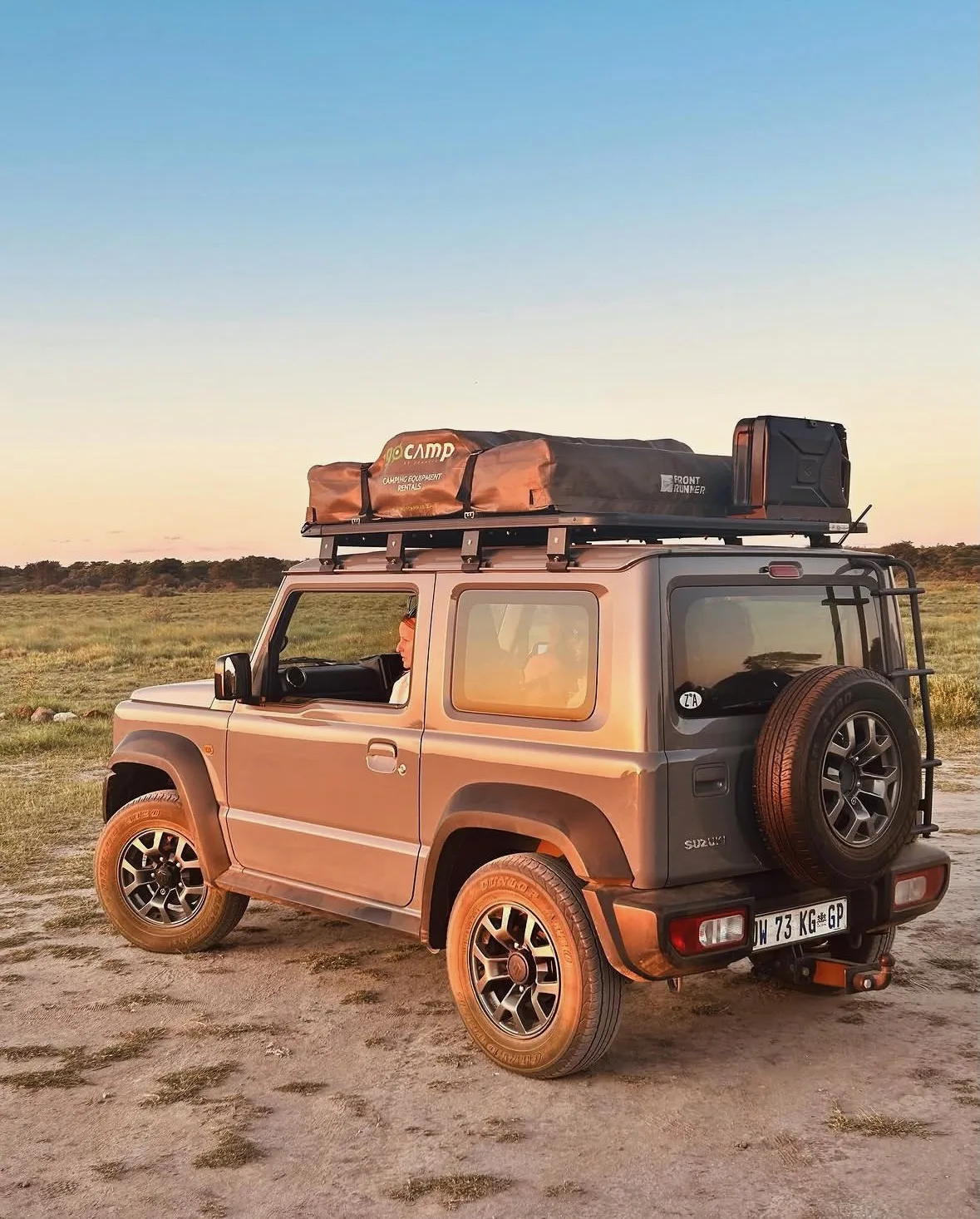 Gen 4 Suzuki Jimny equipped for touring at sunset