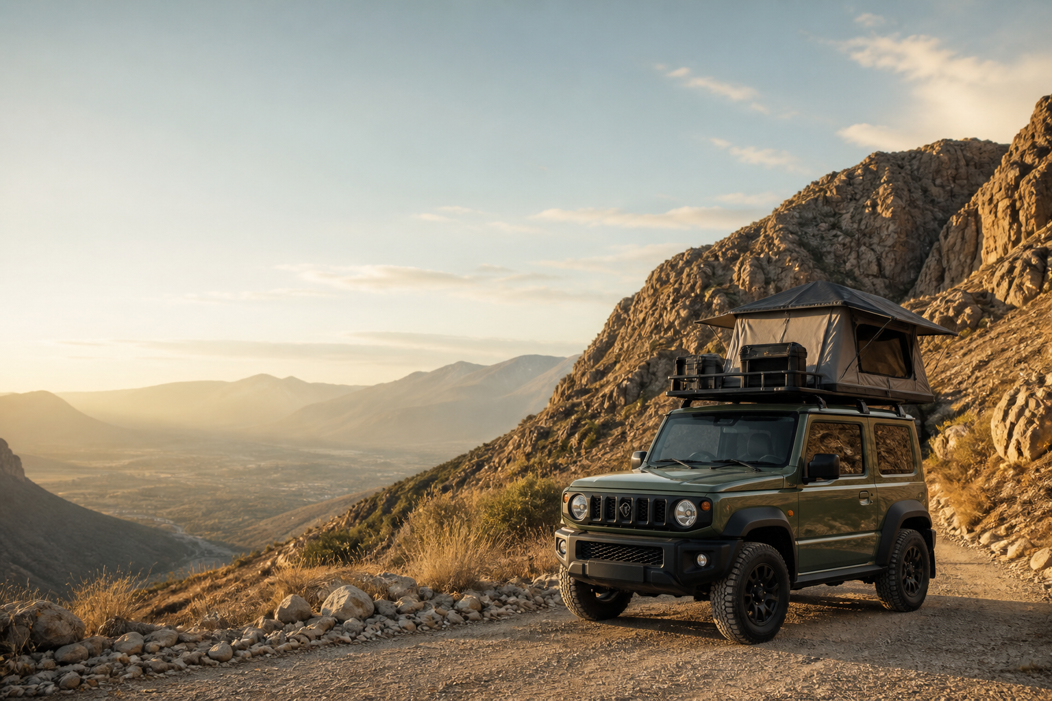 Jimny adventure build on a South African mountain road